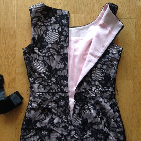 Mohito Sleeveless Midi Sheath Dress Floral Black Mesh Lace - Picture 7 of 15